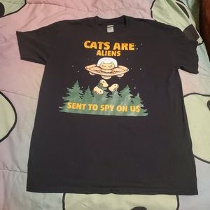 Cat alien UFO shirt